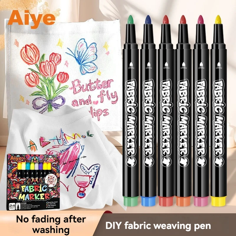 12-24 Fabric Markers Pens Set - Indelible and Permanent Fabric Paint - Fine Point Tip Textile Marker Pen for Kids, T-Shirt Shoe