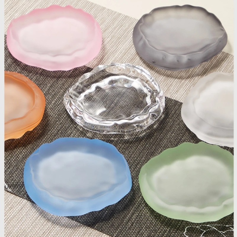 Crystal Frosted Glass Palette Inkstone Multi-function Easy To Clean Sketching Color Mixing and Blending Pen Washing Pen Holder