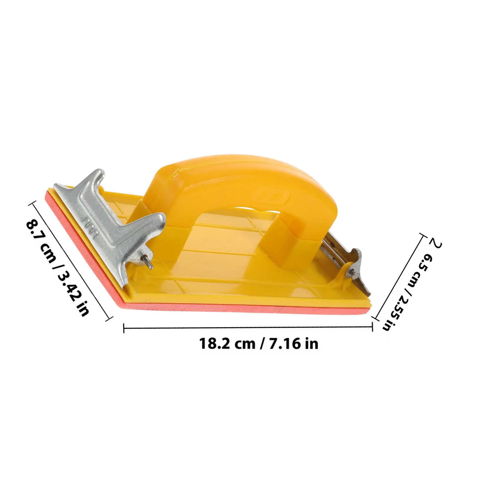 Lightweight Ergonomic Sandpaper Holder with Rubber Handle and Metal Clips for Drywall Wood Metal Sanding Polishing Grinding Tool