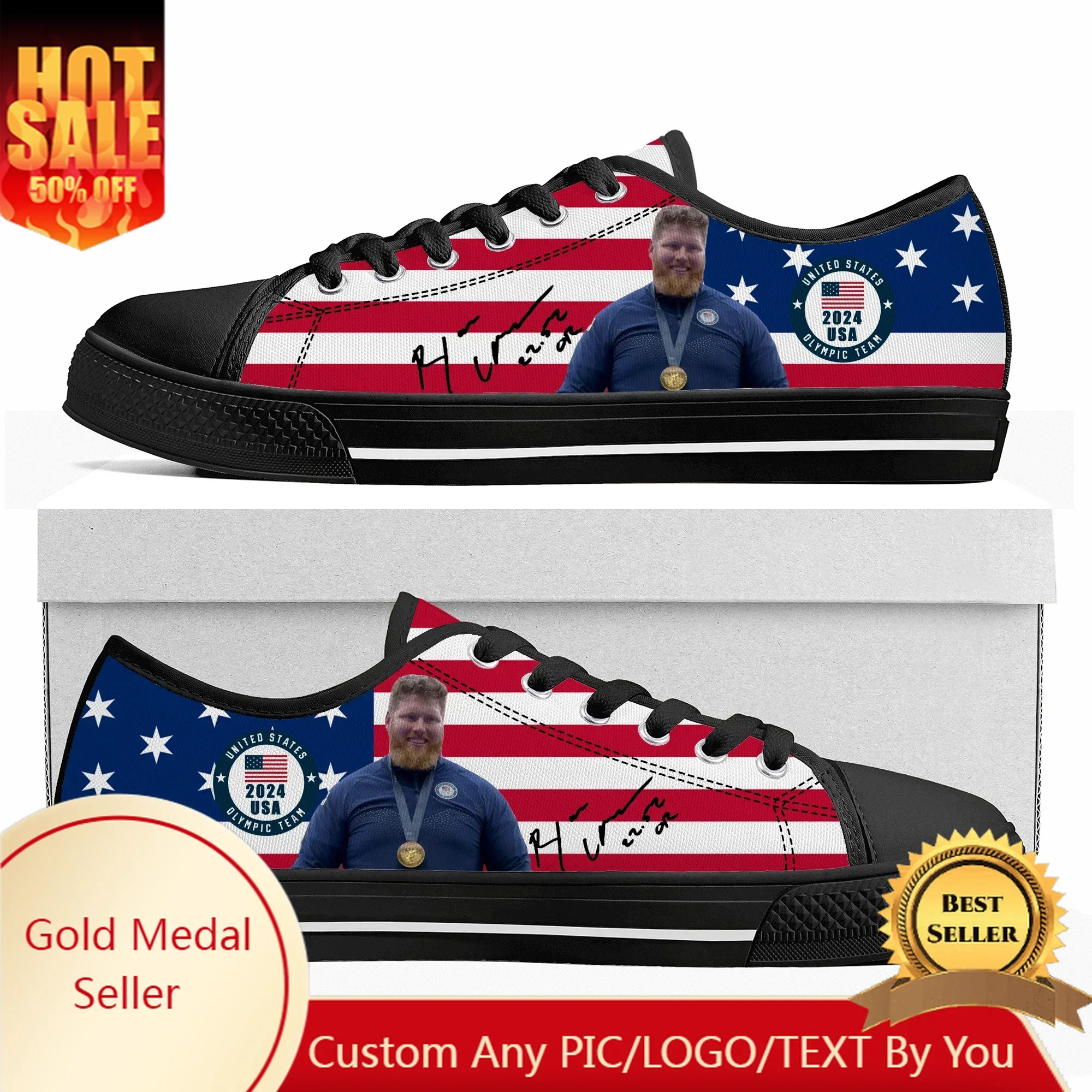 

Ryan Crouser Shot Put World Champion Low Top Sneakers Mens Womens Teenager High Quality Sneaker Canvas Custom Made Couple Shoes