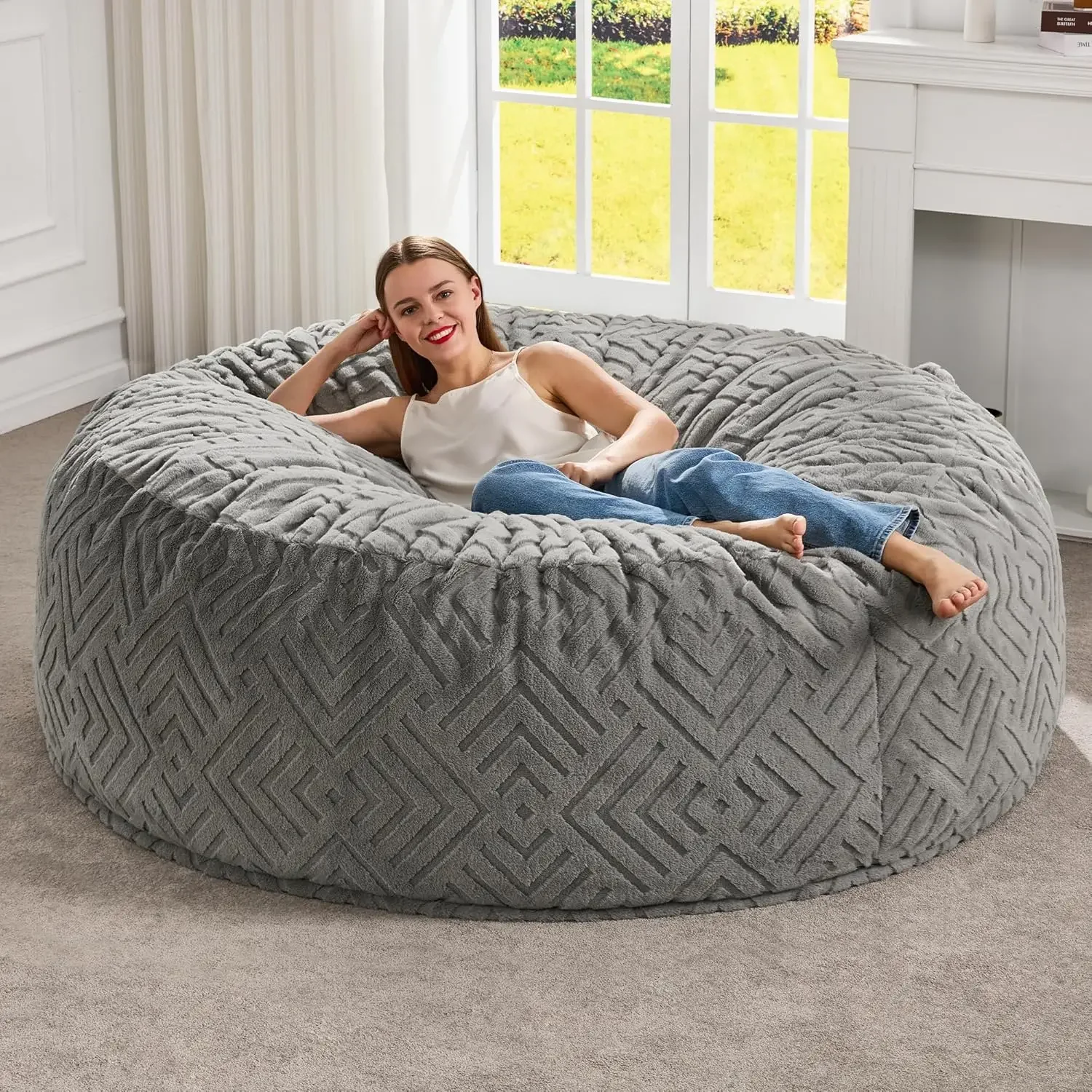 Bean Bag Chairs Adults Beanbag Chair with Filler Large Bean Bags with Fluffy Embossed Cover, Giant Bean Bag Chairs for Adults (G