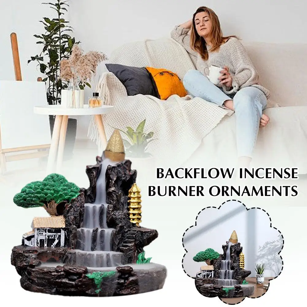 Home Decorations Windproof Backflow Incense Desktop Incense Fountain&candlestick Indoor Ornaments S1w8