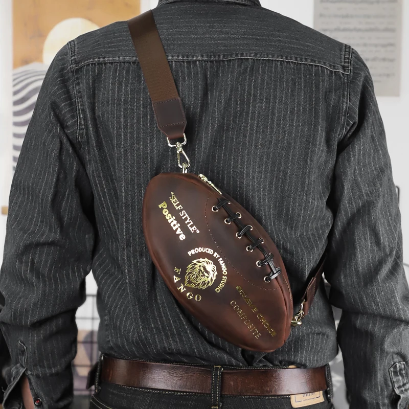 Retro prawdziwej skóry męska torba do rugby ręcznie robiona skórzana torba na klatkę piersiowa torba na ramię typu crossbody podróżna torba na klatkę piersiowa dla mężczyzn