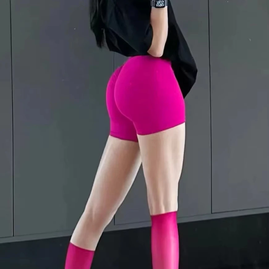 Confortável feminino sem costura apertado ajuste cintura alta yoga shorts com pêssego quadris feminino hip levantamento de fitness shorts de corrida ao ar livre