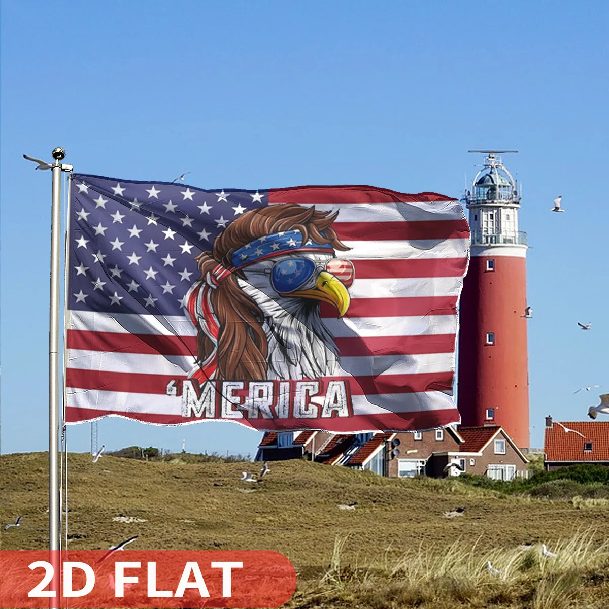1PC Eagle Mullet Merica Funny Flag 3x5FT 4th of July American Flag Vivid Color Polyester with Brass Grommets For Indoor Outdoor