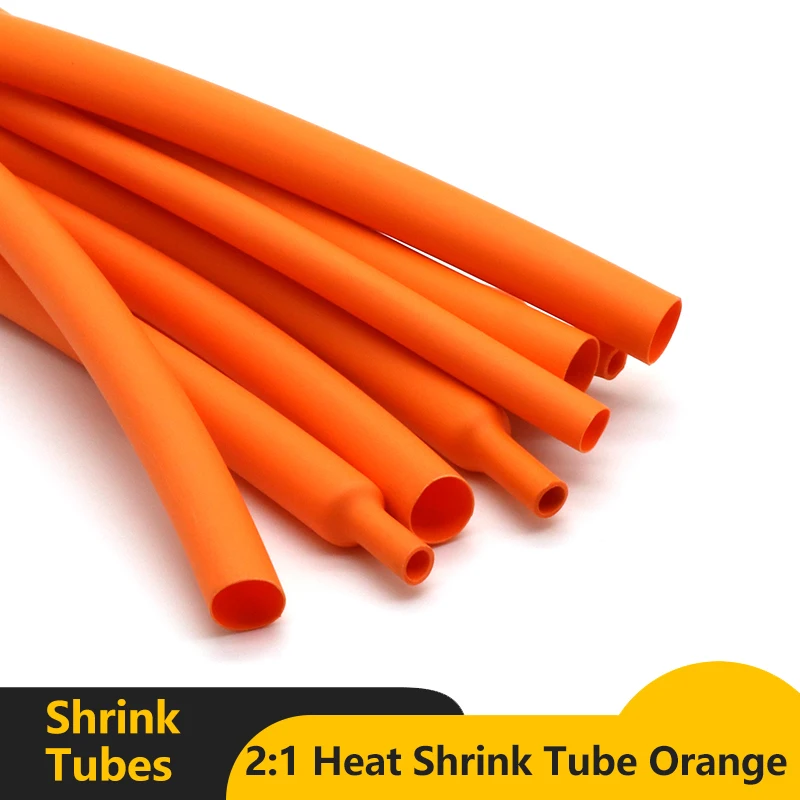 1/3/5M 2:1 Heat Shrink Heatshrink Tube Orange Diameter 1mm ~ 50mm Wire Repair DIY Cable Protecctor Tubing Sleeving Wrap