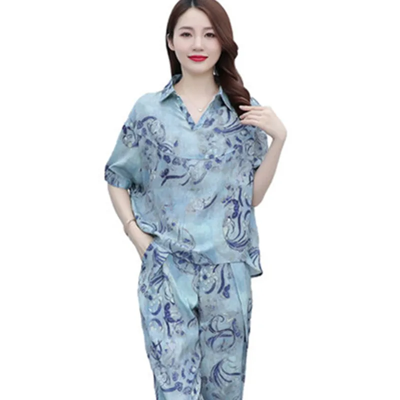 

Chiffon fashion suits pants women's 2022 summer new fashion summer clothes with casual two-piece suit A876