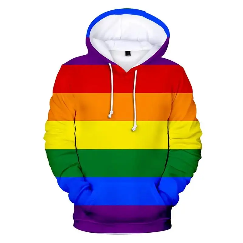 LGBT Arcobaleno Bandiera Lesbiche Gay 3d Felpe con cappuccio Pullover Moda Uomo Donna Felpa con cappuccio Casual Manica lunga 3D Felpe con cappuccio Top