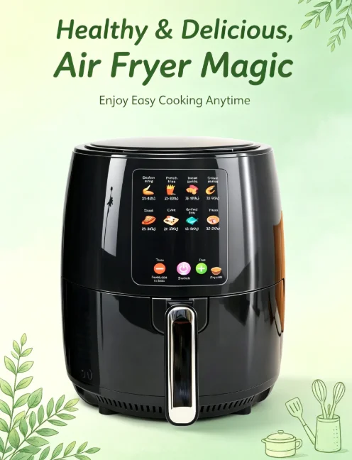 6L Digital Control Electric Air Fryer Oven with LCD Display Stainless Steel Single Pot Hotel Use 1 Year Warranty