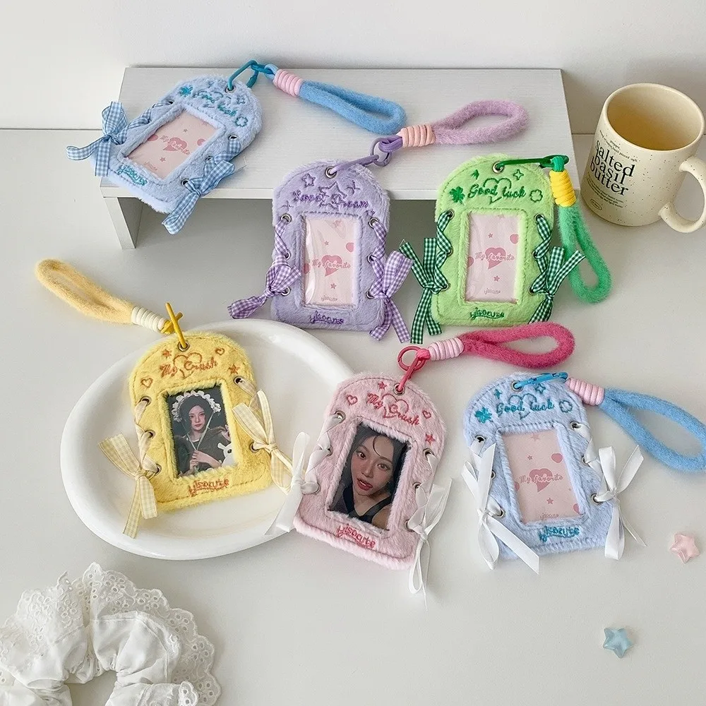 Photocard titular chaveiro fita bowknot ballet estilo campus cartão capa protetora pendurado decoração id crachá titular