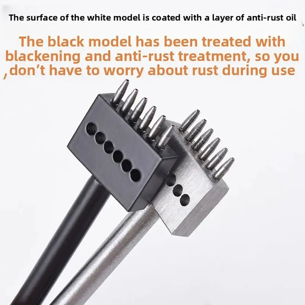 1Pcs New 2/4/6Teeth Leather Punching Tool Manual Handmade Hole Punch Tool Hole Spacing Drilling Steel Round Punch Die Set
