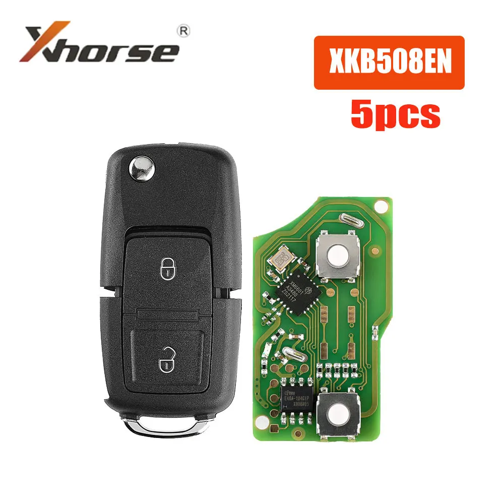 

5PCS/LOT Xhorse XKB508EN Universal Car Remote Key B5 Style 2 Buttons Wire Remote Key for VVDI Key Tool VVDI2(English Version)