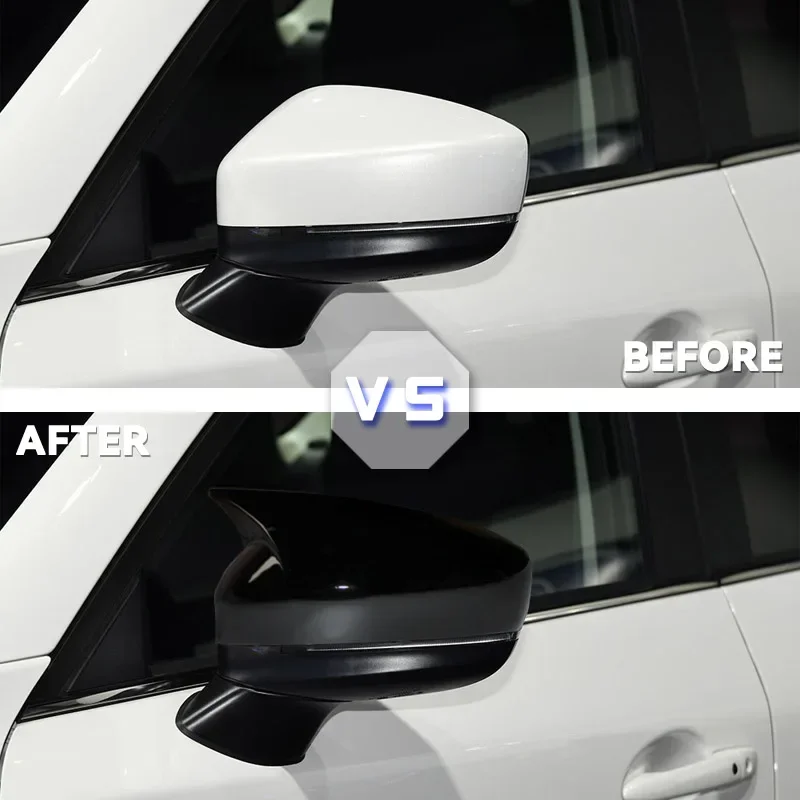 Rearview Mirror Cover Side Mirror Cap Glossy Black Ox Horn Rear View Mirror Cover Trim For Mazda CX5 CX-5 2017-2023 Car styling
