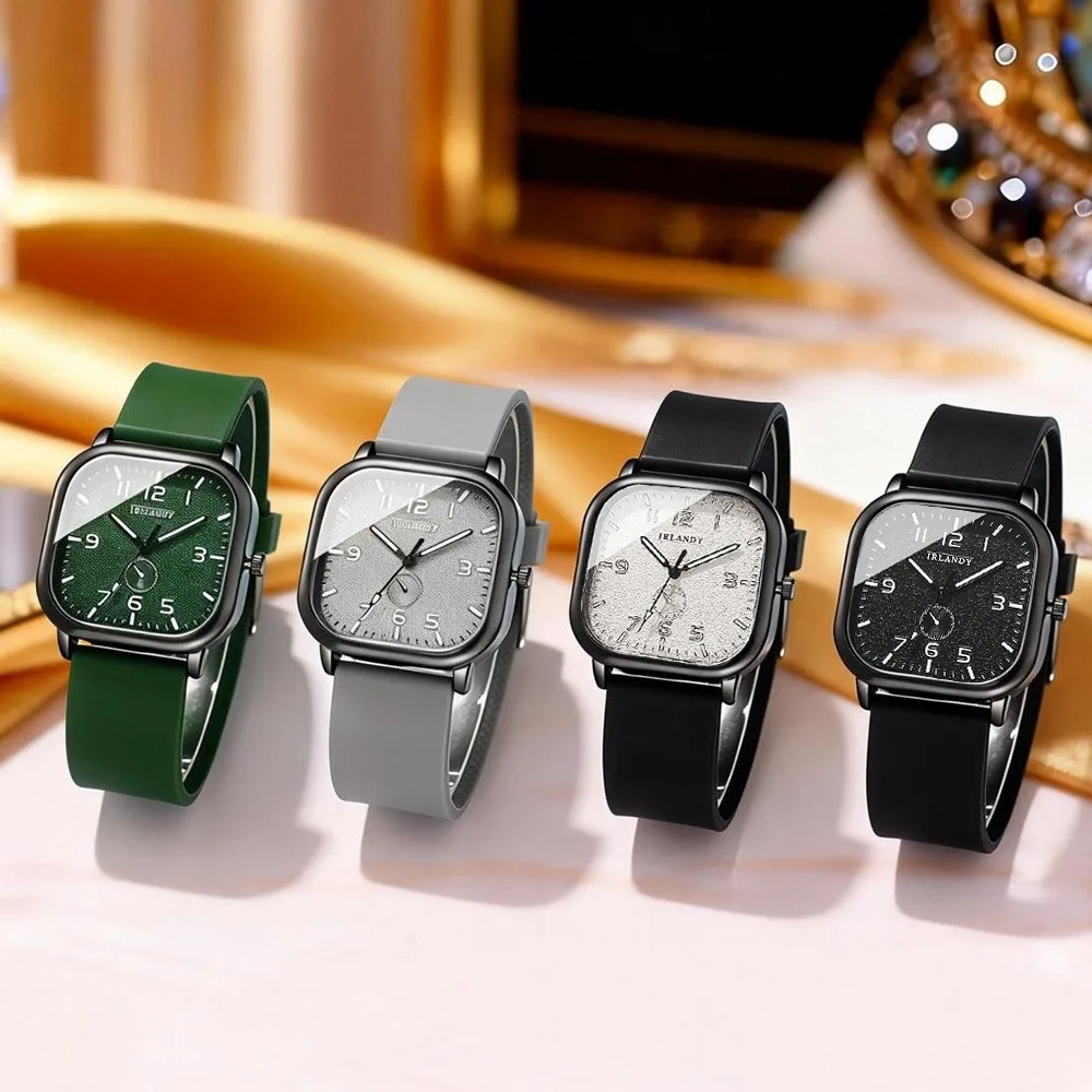 4pcs Watch Set, Fashion Square Silicone Watch - Quartz Movement, Fashion Wristwatch, Perfect Gift for Men/Women