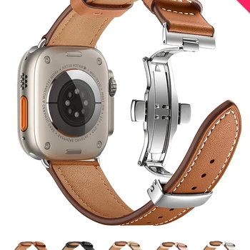 애플 워치 밴드용 가죽 스트랩, 시계 밴드 팔찌 벨트, 한국 iwatch 시리즈 3, 5, 6, SE, 7, 8 울트라, 45mm, 44mm, 49mm, 40mm, 41mm, 45mm 