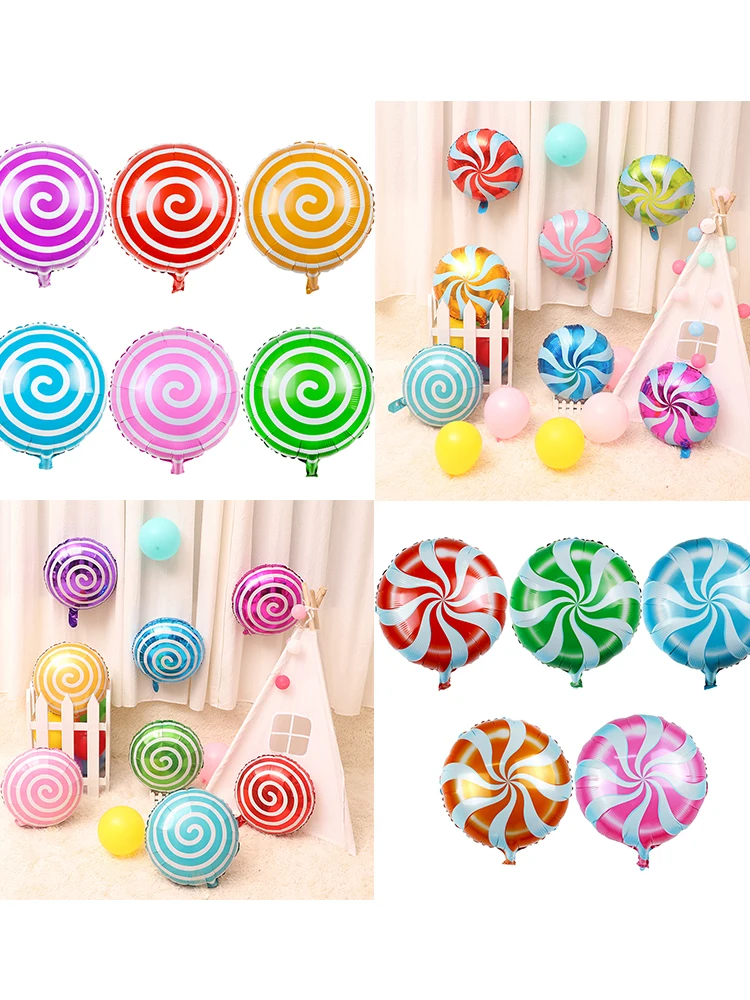 1/3/5PCS Lollipop Candy Foil Balloons  round windmill lollipop globos  happy Birthday Party balloons Decoration Kids Toys