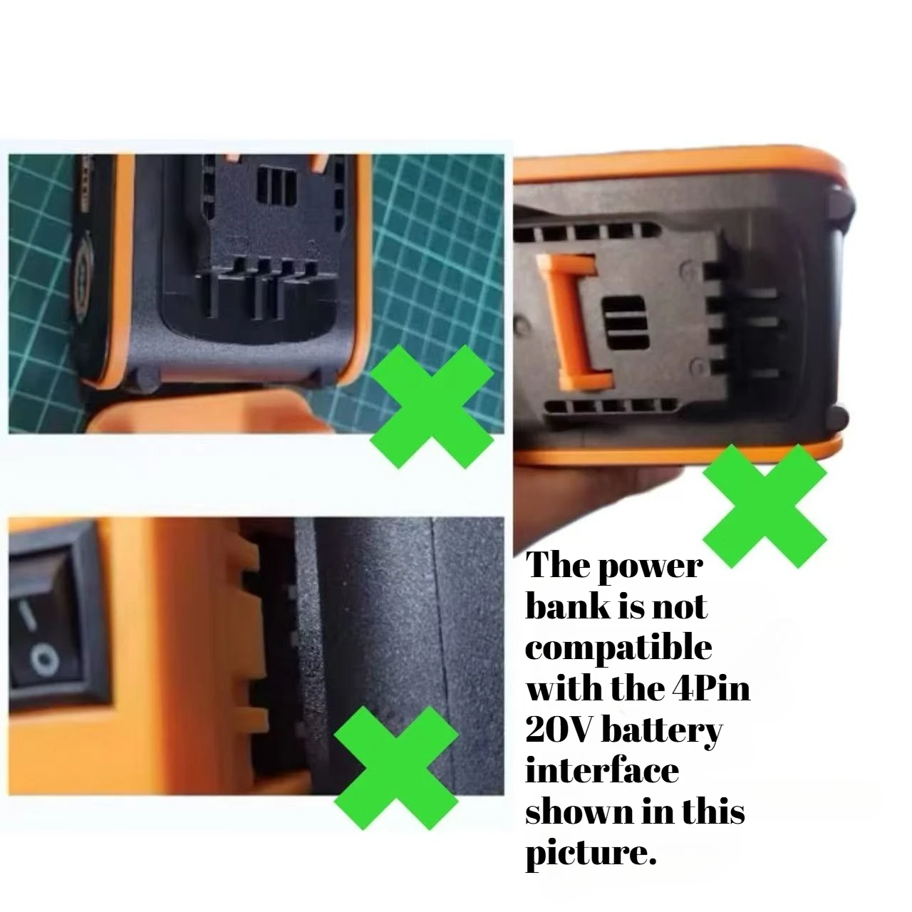 Power Bank  Portable Charger For Worx  4pin 20v Fast Charging Portable Phone Charger, USB C Power Bank for MacBook (NO Battery)