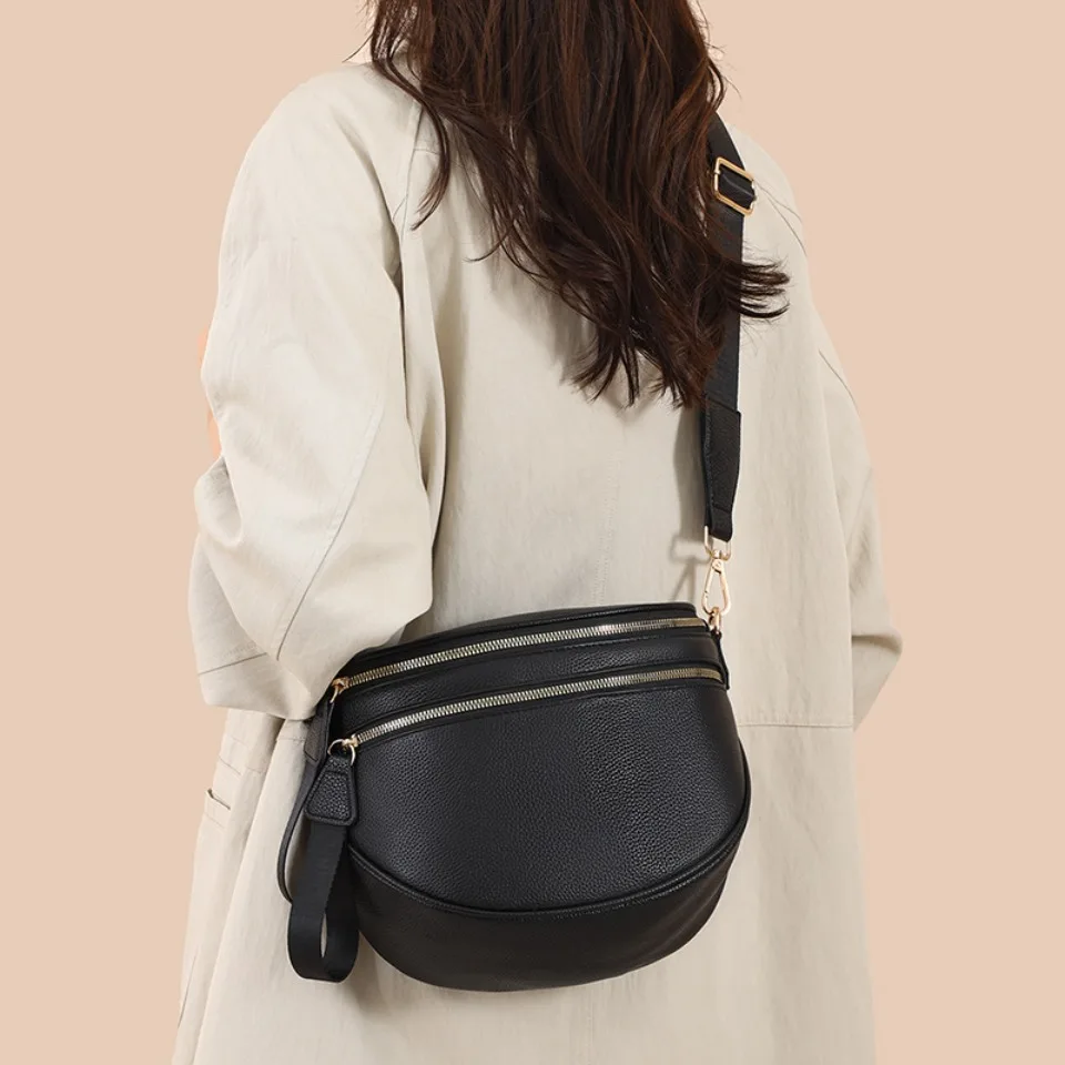 100% Top Layer Genuine Cowhide Leather Saddle Bag Luxury Handbags Women Bags Designer Crossbody Shoulder Bags for Women Commute