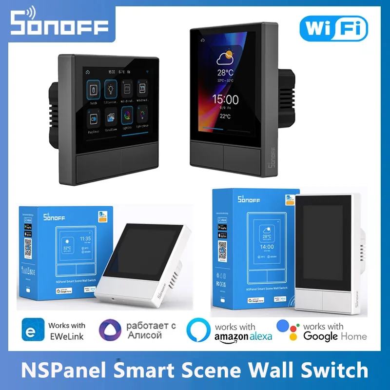 SONOFF NSPanel Smart Scene Wall Switch EU US Smart Home Automation Wifi Touch Thermostat Switch HMI Panel Support Google Alexa