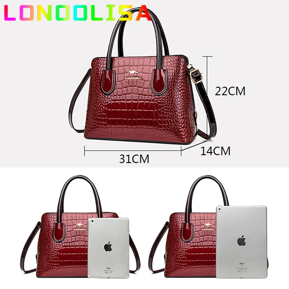 Crocodile Patent Leather Purse and Handbag Luxury Design Bags for Women 2024 New Female Shoulder Crossbody Small Bolsa Feminina