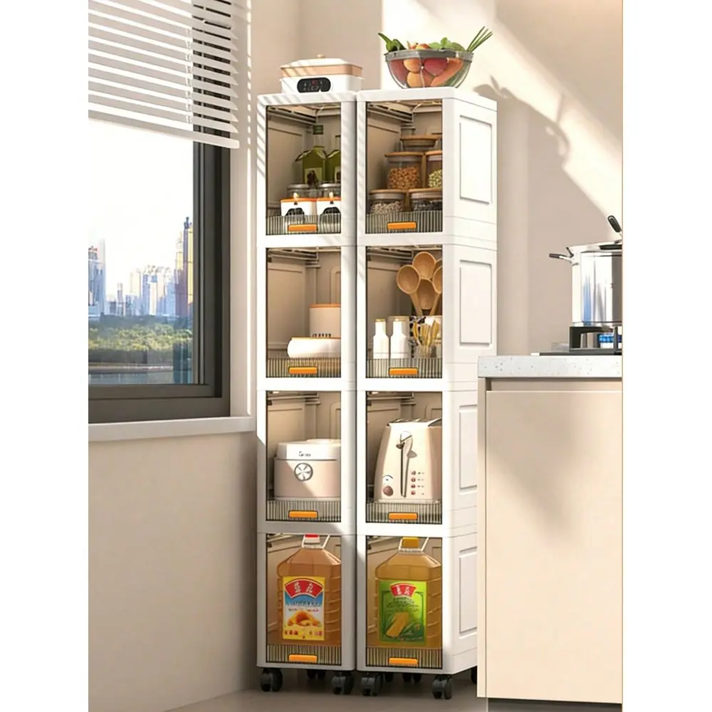 

4 5 Layers High Narrow Storage Cabinet, UltraThin Bathroom Storage Cabinet With Adjustable Shelves And Wheels, Narrow Storage S