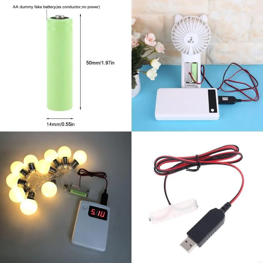 USB to AA Battery Cable Replace 1-4x AA Battery for Beard Trimmer