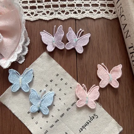 Premium Soft Colorful Butterfly Fabric Patch Hair Clip Embellishment for Shoes Socks Bag DIY Clothing Accessory