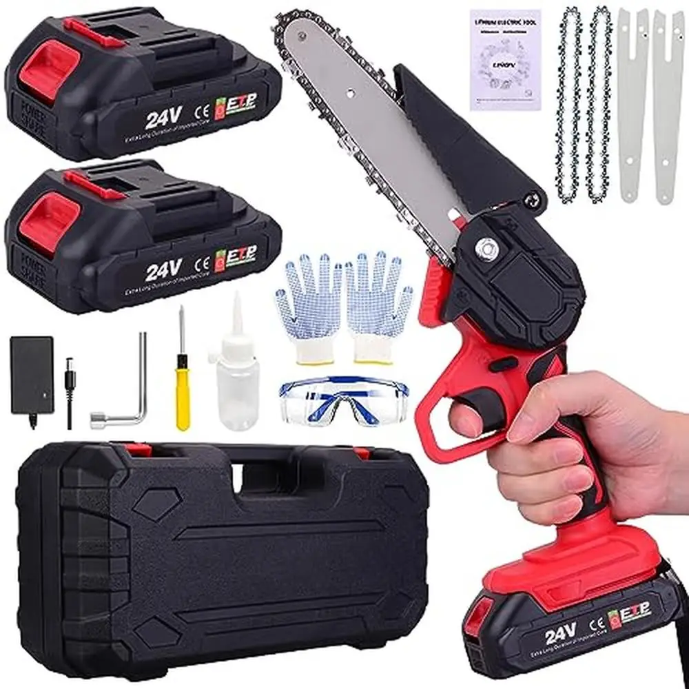 

Portable Mini Chainsaw Set with Battery and Safety Lock 6 Inch Cordless Pruning Saw