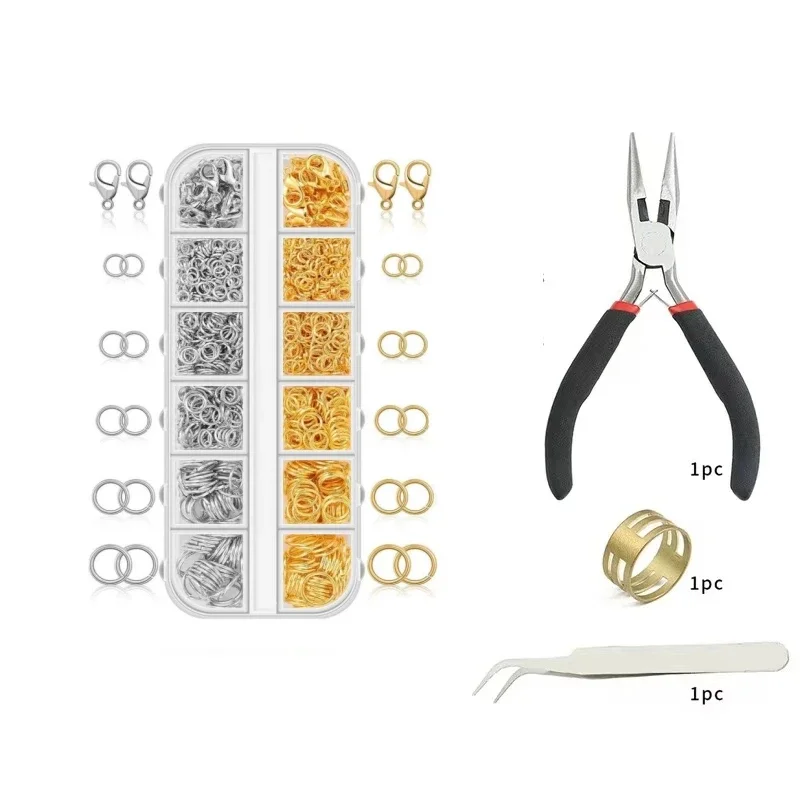 Jewelry Findings Kits With Open Jump Rings Lobster Clasps Hooks Pliers Tweezers for DIY Bracelet Necklace Making Handmade Craft
