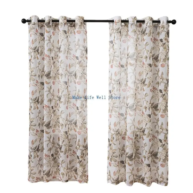 Lovely Florals Pattern Curtain 140x200cm Sunlight Filtering Home Decorations