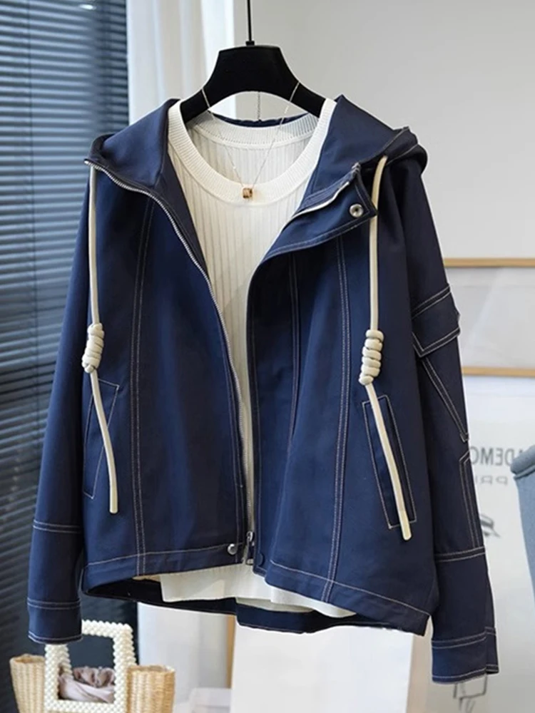 فضفاض كسول Sle هوديي Jaet الخريف الشتاء وصول جديد Ele الراقية ort Sve طويل Sve قمة المرأة Faion