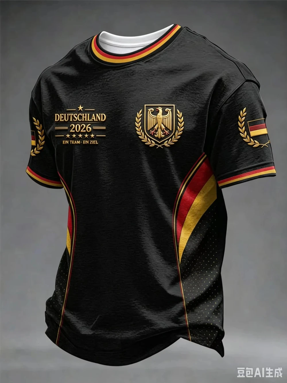 Germany 26-27 Special Soccer Jersey Black Gold Red Curved Pattern Men Short Sleeve Football Shirt Match Training Game Wear