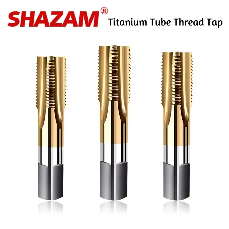 SHAZAM Cobalt Plated Titanium Straight Groove Tube Thread Tap G Zg Npt1/8 1/4 3/8 1/2 3/4 Stainless Steel Specialized Taps