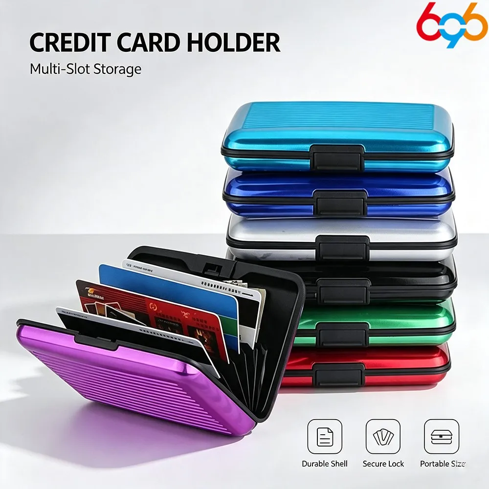 Portable Metal Credit & Name Card Holder Anti‑Scratch  Protector Slim Lightweight Travel Wallet for Women and Men