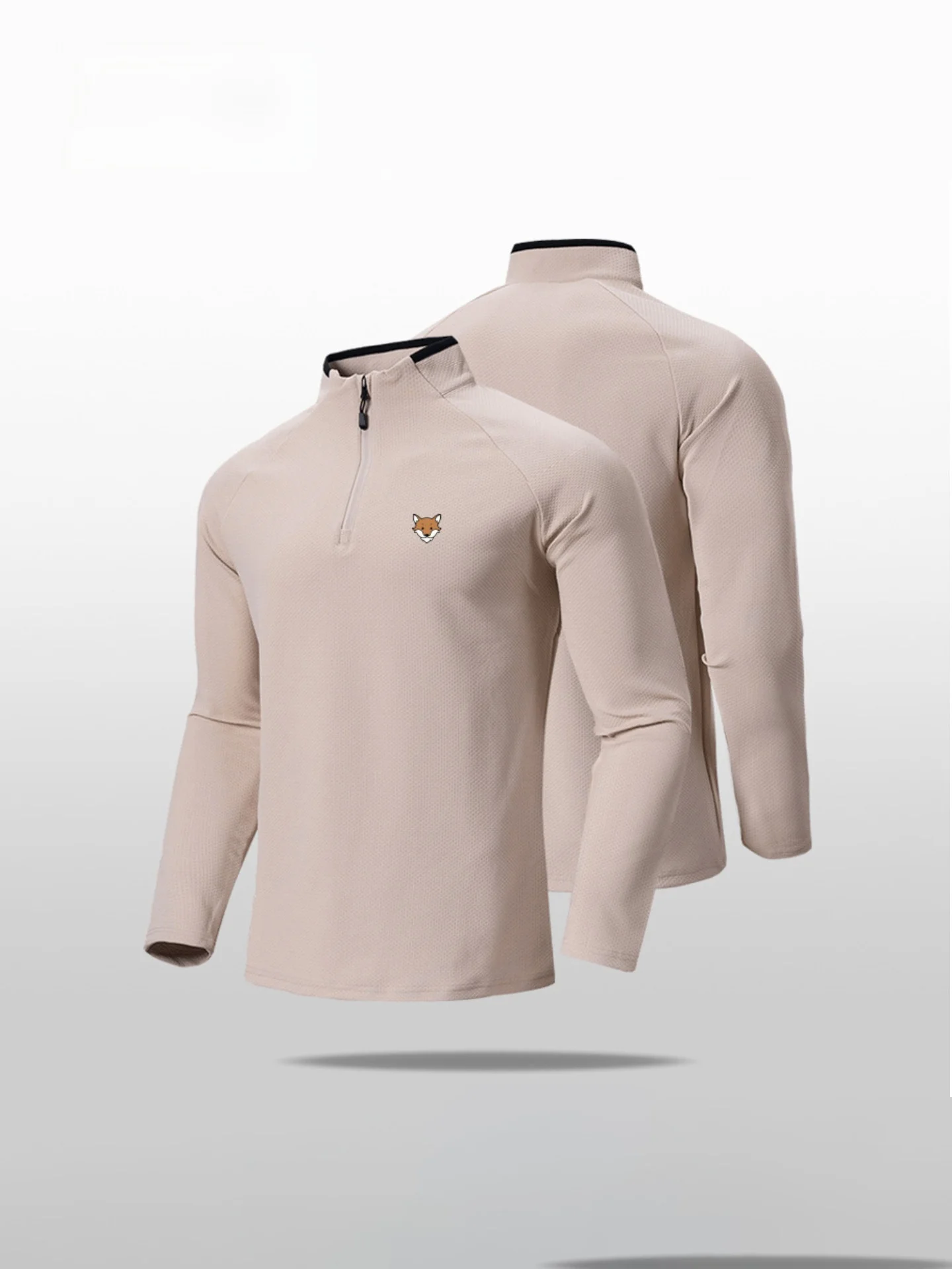 

Qui Dry Long Sve Zipper Stand Collar Fitn Running T-irt Men's Autumn Winter Sports Wear April Stand Fit Poly...