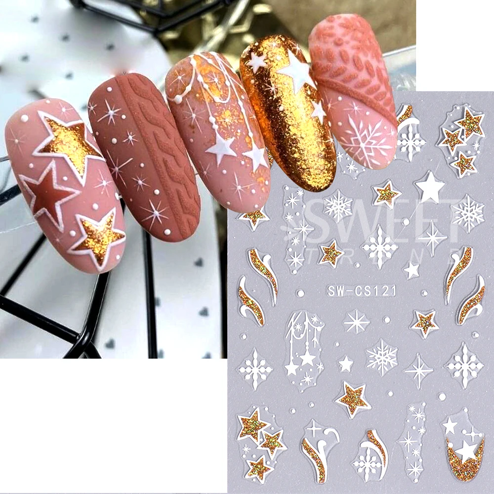 4 قطعة 2026 السنة الجديدة مسمار ملصقات ساعة العد التنازلي تصميم بريق لامع قفازات الشمبانيا مسمار المنزلق الشارات لعيد الميلاد مانيكير