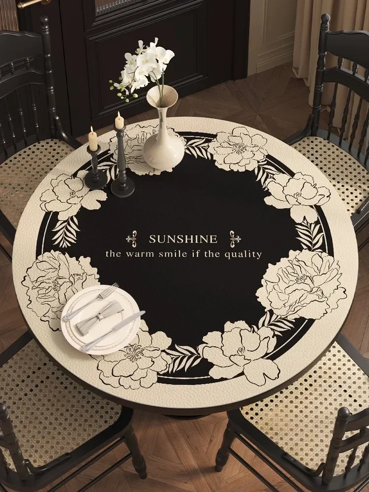 

Solid Color Fitted Rectangle Tablecloth Washable Black Waterproof Polyester Table Cover Elastic Edge Kitchen Dining Picnic Party