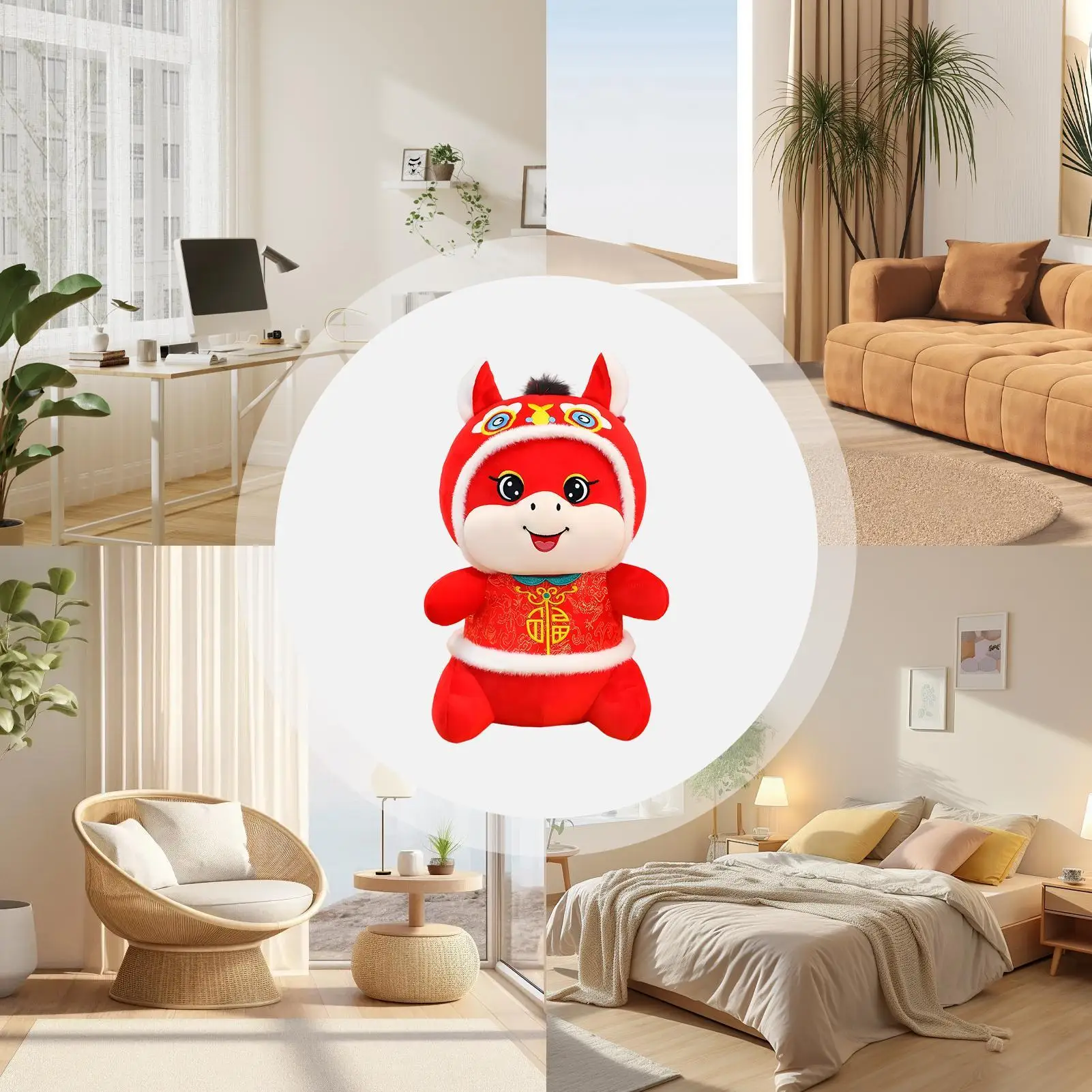 Neujahr Pferd Plüsch Puppe Cartoon Chinesisches Sternzeichen Pony Pferd Jahr Glück Maskottchen Plüsch Spielzeug Frühling Festival Dekoration Geschenke 2026