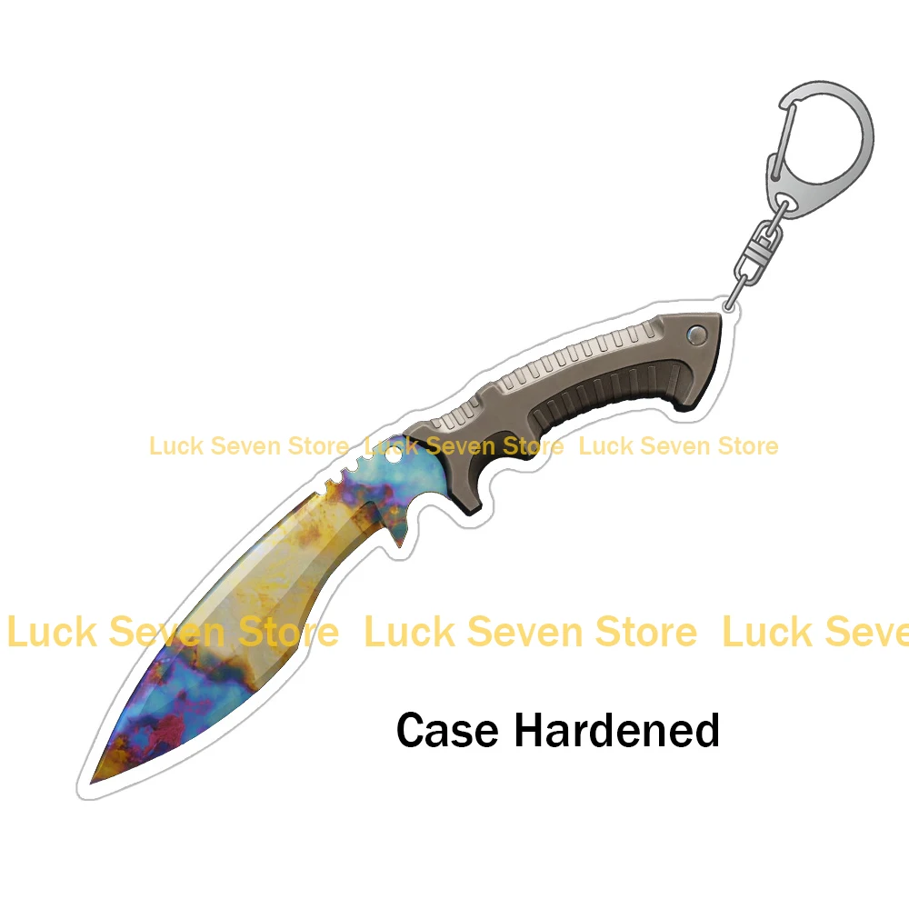 Lucky Seven  CS2 GO weapon Kukri Knife Case Hardened Fade Safari Mesh Slaughter Skins Acrylic keychain Bag pendant holiday gift