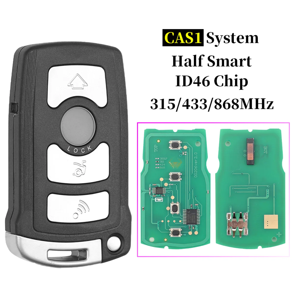 

LX8766S ID46 Chip 315/433/868MHz CAS1 System Half Smart Car Remote Key For BMW 7 Series 730 740 E65 E66 2002-2008