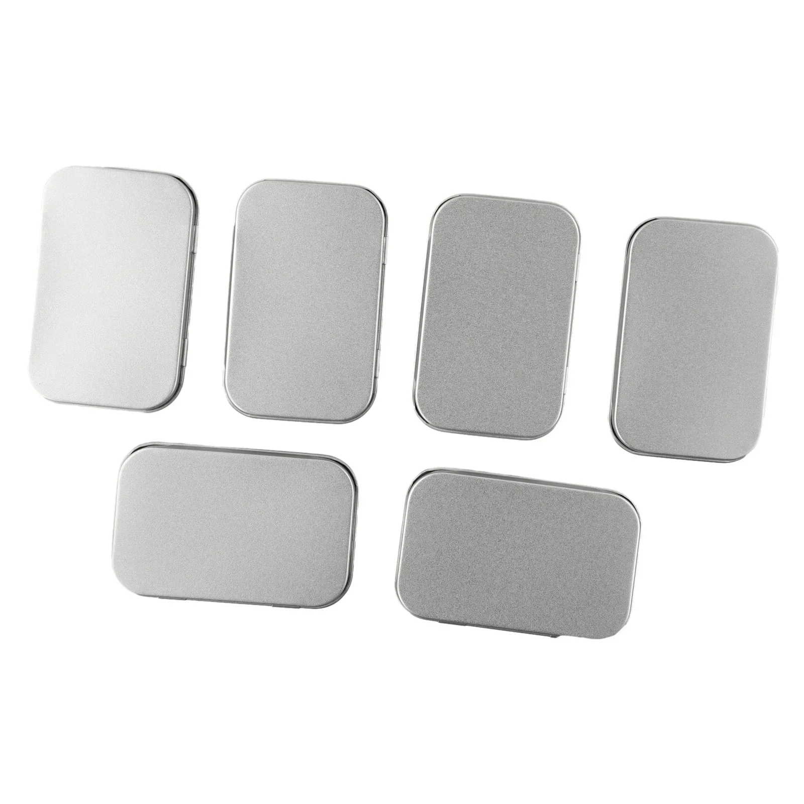 6Pcs Metal Box Tin-Plated Container Empty Hinged Lid Small Empty Storage Box Tinplate Push Organizer Candy Pill Cases