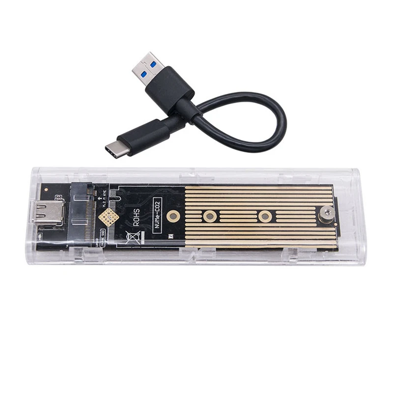 

M2 SSD Enclosure Adapter External Transparent M.2 SSD Box JMS583 NVME Enclosure RTL9210B Dual Protocol M2 Case for 2230-2280 SSD