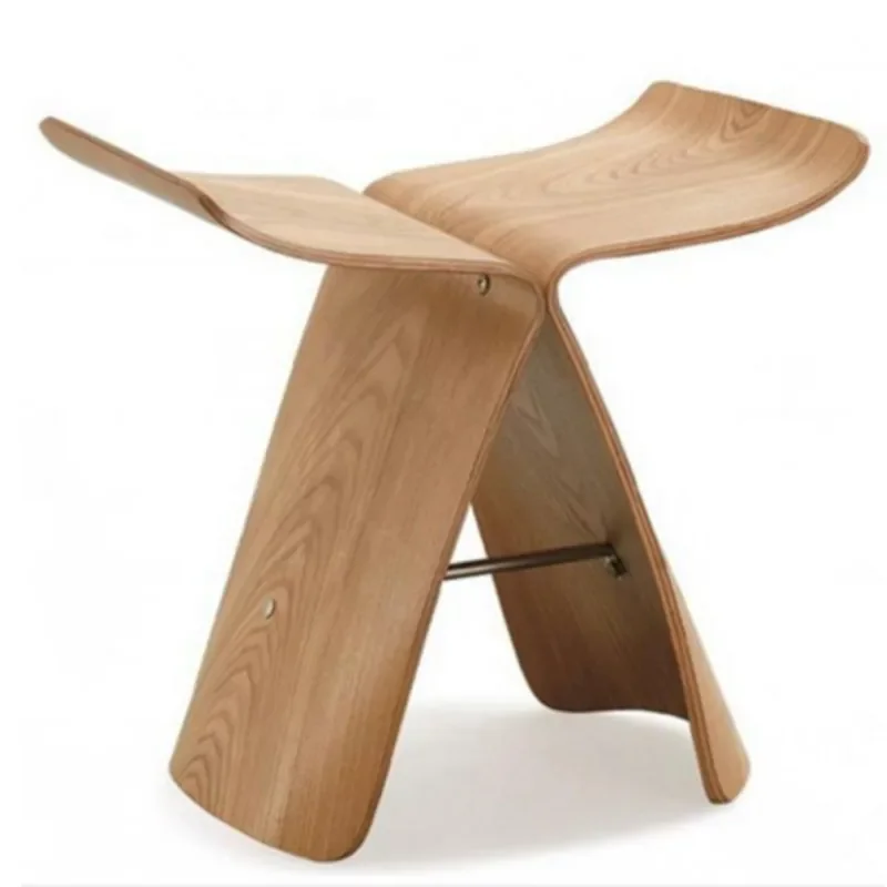 Creative Wood Butterfly Stool Solid Wood Foot Home Adult European Curved Wooden Bench Living Room Walnut Shoe