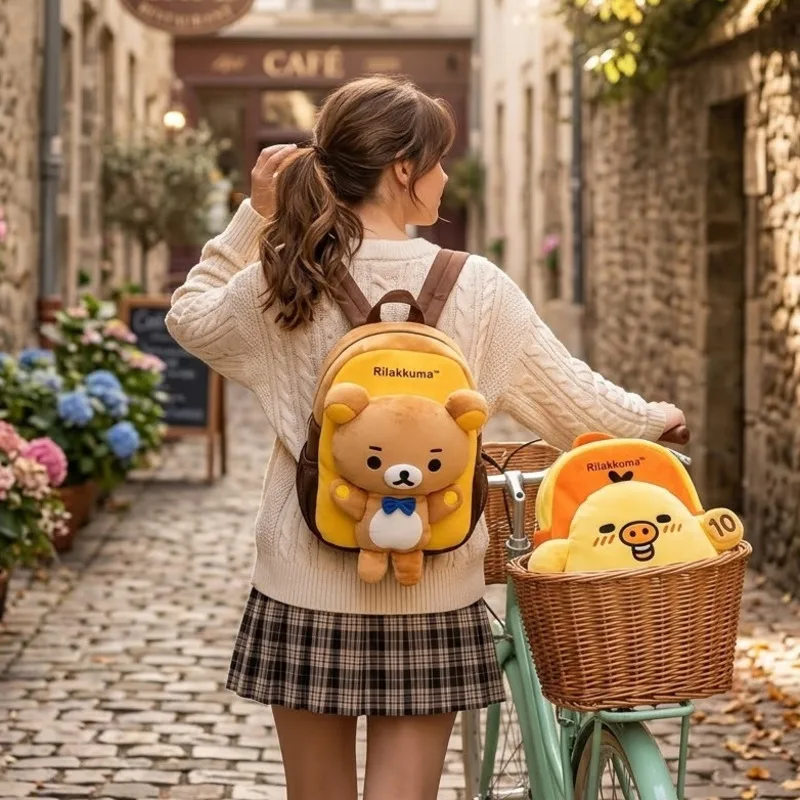 

Kawaii Rilakkuma Plush Backpack Cartoon Large Capacity Student Stuffed Doll School Bag For Teen Girls Travel Gift