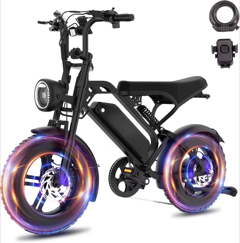 Ebike Full Suspension Children's E Offroad Dirt Fat Tire Cross Bike Kids Electric Mini Portable Bicycle image 3