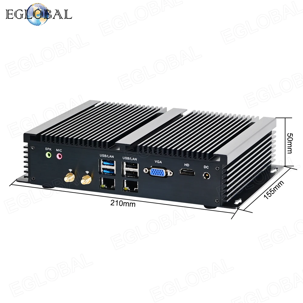 EGLOBAL Mini komputer przemysłowy i7-7510U/10510U 32G RAM 512G SSD komputer stacjonarny Windows11 HDMI 6 * COM 2 * LAN PS/2 SIM przemysłowe sztuki