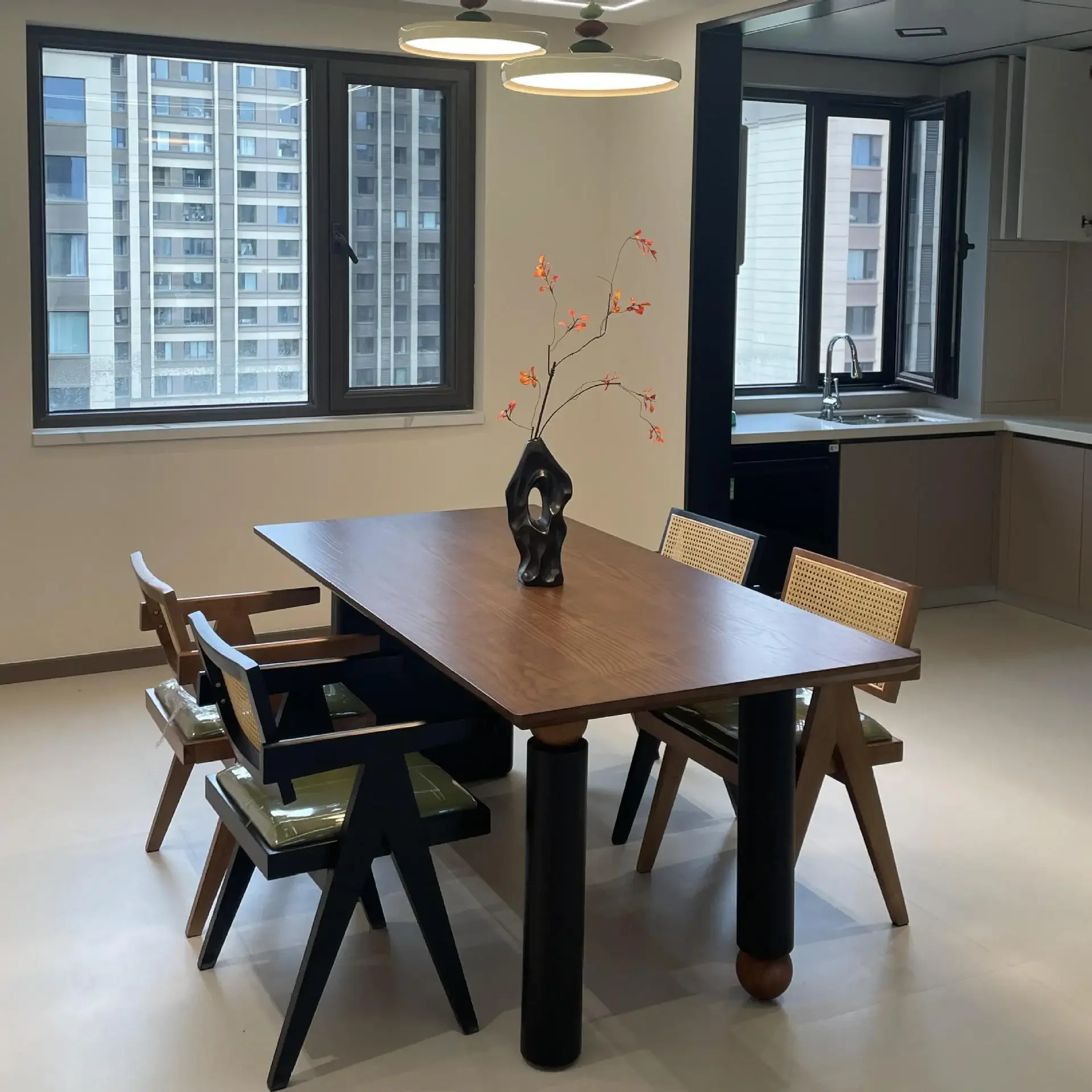 Solid wood dining medieval wabi wind home dining table designer negotiates large board long desk retro log workbench