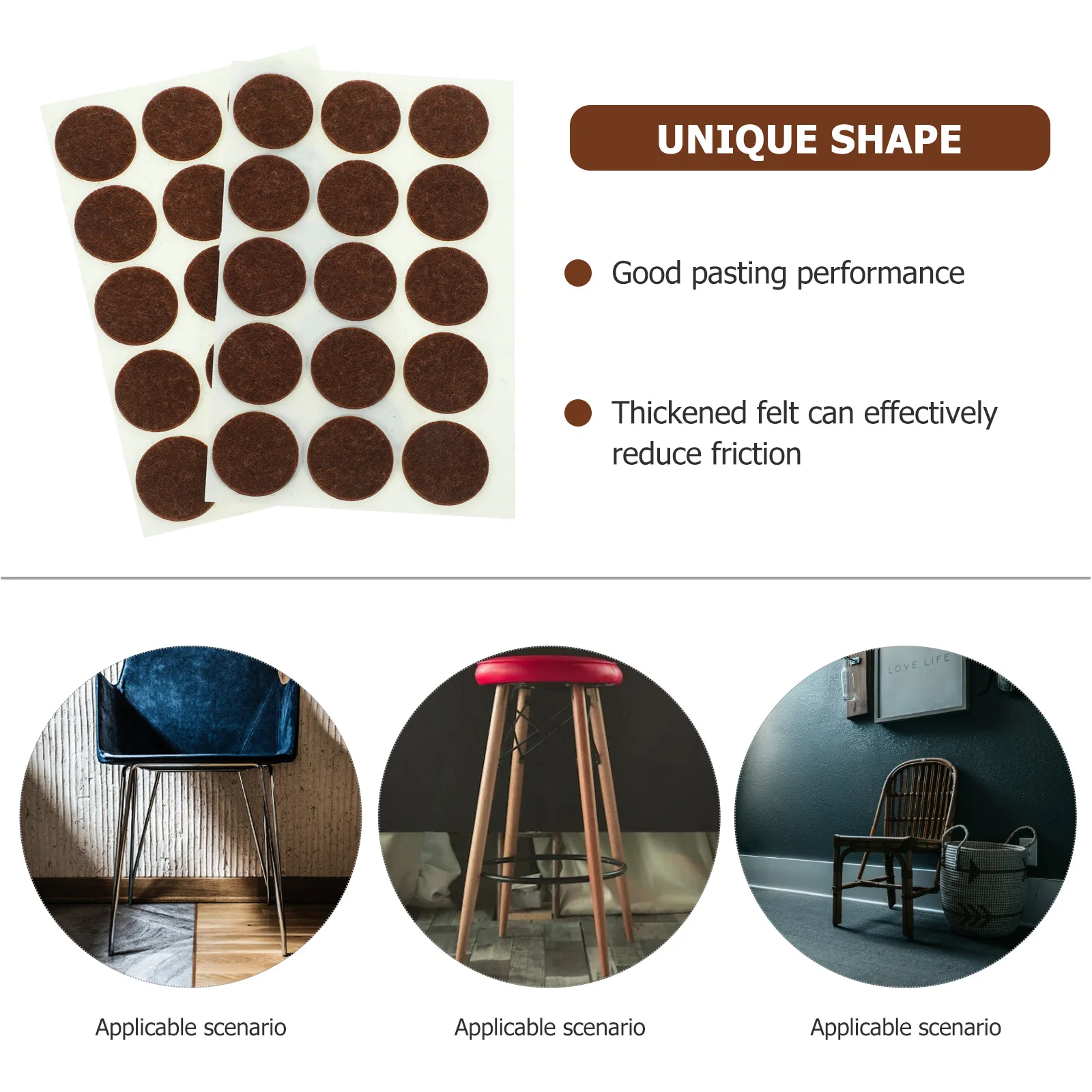 

225 Pcs Brown 28mm Anti Scratch Felt Furniture Pad Self Adhesive Chair Leg Protectors Non Slip Noise Reduction