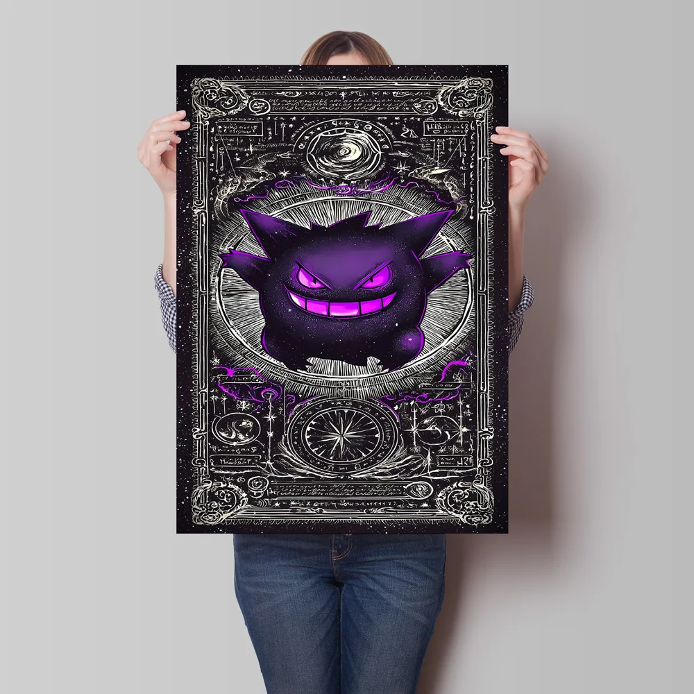 Póster de Anime de Pokémon Gengar, Impresión en Lienzo, Imágenes de Personajes de Dibujos Animados, Diversos Tamaños, Decoración para el Hogar y el Dormitorio, Regalo para Amigos, Clásico