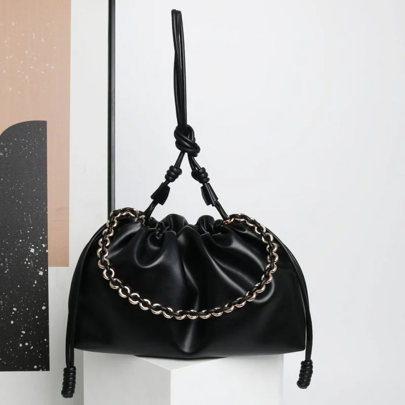 

Genuine Leather Drawstring Chain Fortune Bag Cloud Soft Bag Fashion Single Shoulder Crossbody Luxury brand designer Bucket Bags